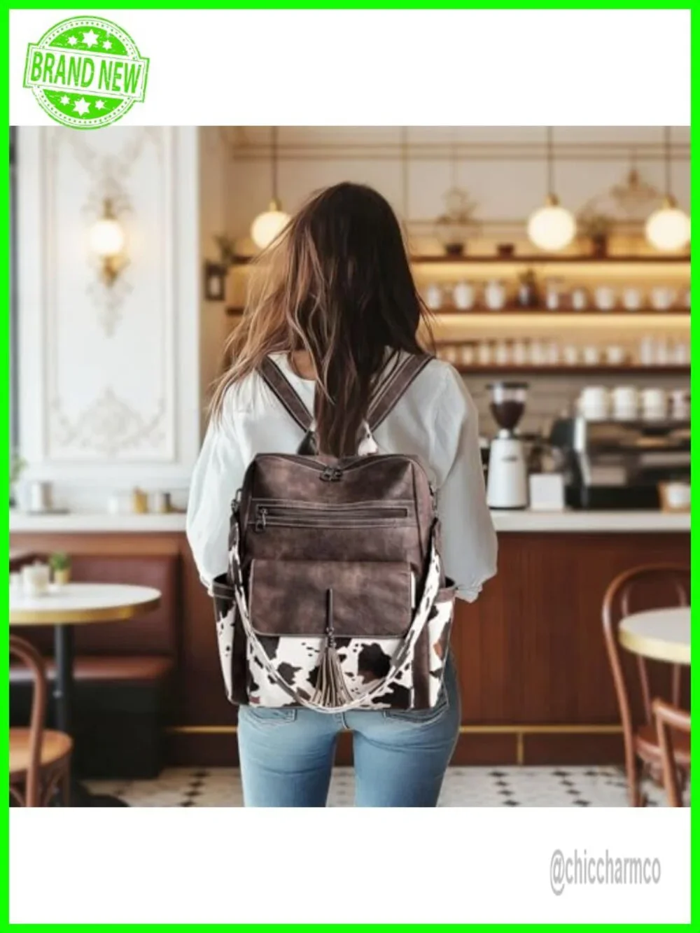 PU Leather Backpack Purse for Women Tassel Large Casual Daypack